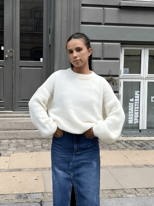 Blanche - Off-white stickad tröja