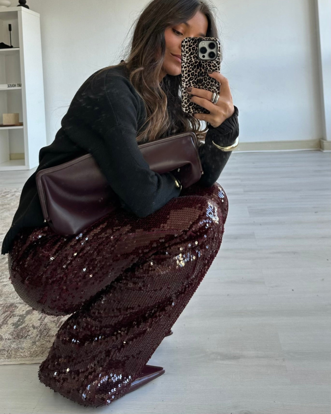 Burgani - Sequined Burgundy Pants