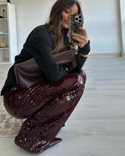 Burgani - Sequined Burgundy Pants