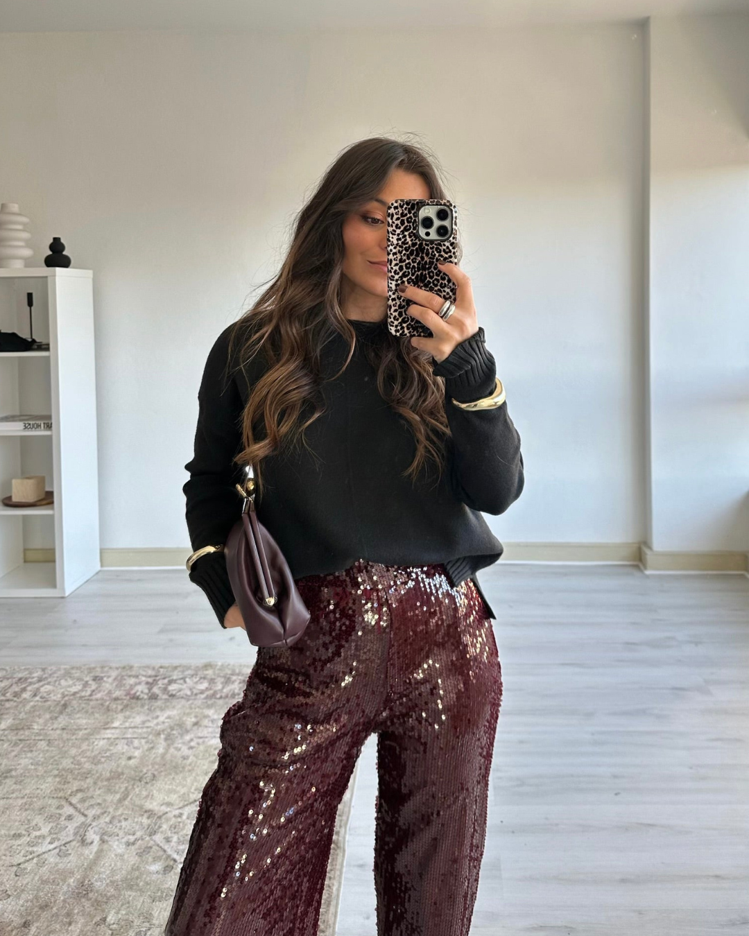 Burgani - Sequined Burgundy Pants