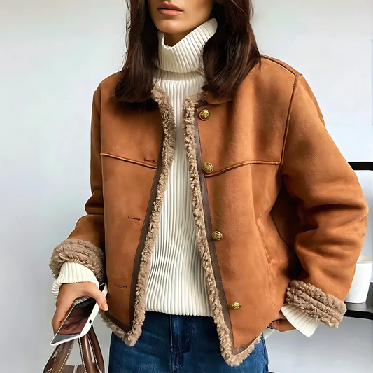 Aurèle™ – Elegant shearlingjacka med knappar
