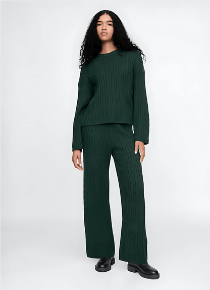 Mysig kabelstickad Crewneck
