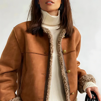 Aurèle™ – Elegant shearlingjacka med knappar