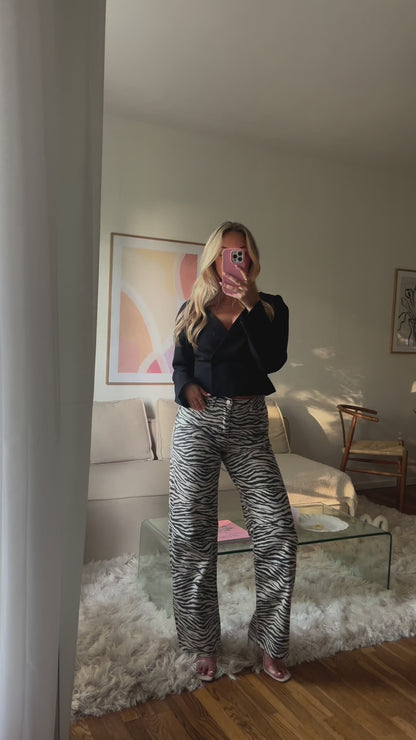 Jeans med Zebramönster och Mellanhög Midja