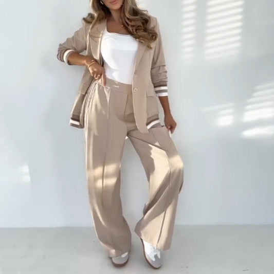 Avslappnat beige Tvådelat set för Damer